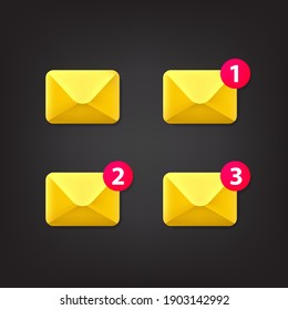Message Icon Background. Text message icon notification with numbers pop-up.  Vector Illustration Background.