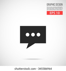 Message icon. Chat black pictogram. Modern flat design vector illustration, new high quality concept for web banners, web site, infographics. Vector icon graphic art isolated on gradient background