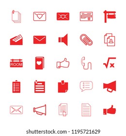 Message icon. collection of 25 message filled and outline icons such as square root, direction board, love letter, thumb up, mail. editable message icons for web and mobile.