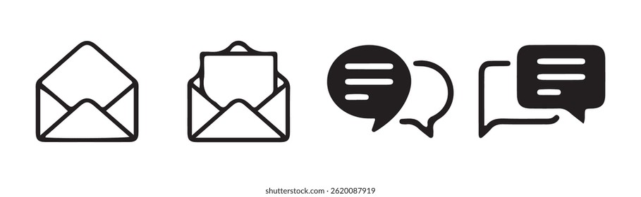 Colección de icono de mensaje. Iconos de chat en diferentes estilos. Icono de discurso de burbuja de conversación de correo. Ilustración vectorial EPS 10