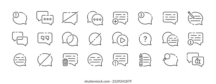 Nachrichtensymbolsammlung. Benachrichtigungsentwurf. Bake Bubble Netzwerk. Lineare Nachrichtensammlung. Vektorsymbol