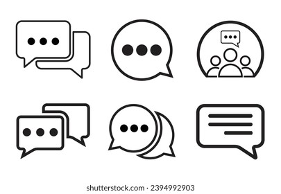Message icon. Collection of vector symbol on white background. Vector illustration.