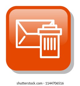 Message Icon. Deleting Envelope and Sending to Trash Bin. Editable stroke flat icons. Simple thin line art logo. Web app button. Vector illustration. 