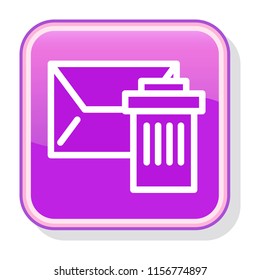 Message Icon. Deleting Envelope and Sending to Recycle Bin. Editable stroke flat icons. Simple thin line art logo. Colorful website button, label, sticker. Vector illustration. 