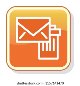 Message Icon. Deleting Envelope and Sending to Trash Bin. Editable stroke flat icons. Simple thin line art logo. Colorful website button, label, sticker. Vector illustration. 
