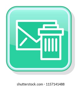 Message Icon. Deleting Envelope and Sending to Recycle Bin. Editable stroke flat icons. Simple thin line art logo. Colorful website button, label, sticker. Vector illustration. 