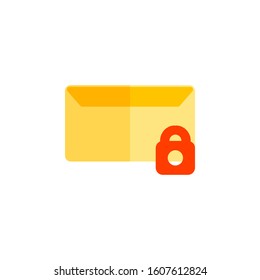 message icon design flat style, mail icon, lock icon, logo and presentation template