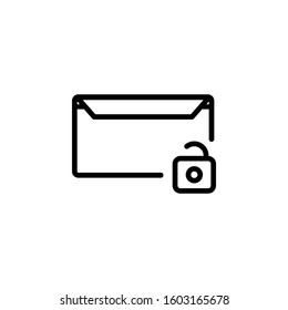 message icon design line style, unlock icon, logo and presentation template