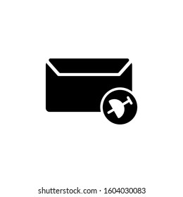 message icon design solid style, pin icon, logo and presentation template