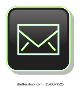 Message Icon. Email Letter concept. Editable stroke flat icons. Simple thin line art logo. Neon button. Vector illustration. 