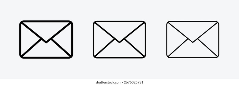 Ilustraciones de correo electrónico o Noticias - Vector, signo y símbolo para el diseño, negrita, luz, trazo delgado.