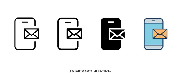 Message icon. Envelope on smartphone screen. New email notification vector illustration. Common in communication and inbox interfaces symbol. Mobile messaging and alert system sign. Email pictogram.