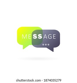 Message icon in flat design. Communicate. Conversation sign. Chat. Vector on isolated white background. EPS 10