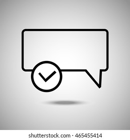 Message icon. Flat style. Grey background. Symbol for web design and mobile. Vector illustration.