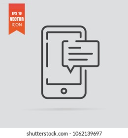 Message icon in flat style isolated on grey background. For your design, logo. Vector illustration.