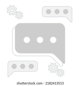 message icon in gray on background with different objects