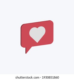 Message Icon With Heart. 3d Icon