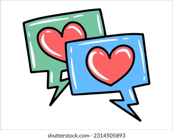 icono de mensaje con ilusión de icono de corazón