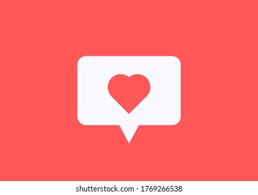 Icono de mensaje con corazón sobre fondo rojo.