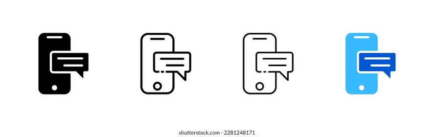 Message icon. Icons in different styles, color, message icons set. Vector.