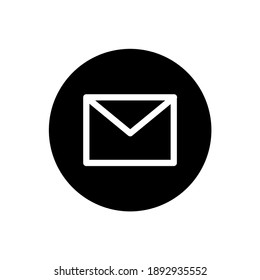 Message icon. Message letter sign symbol in black round style. Vector
