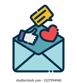 Message icon with the like, heart and chat icon pack
