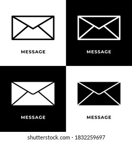 Message Icon Line Black and Glyph Style. Email Illustration Concept Vector. Envelope Letter Icon Symbol