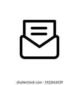 icono de mensaje. Icono de línea, signo de vector de contorno, pictograma de estilo lineal aislado en fondo blanco.