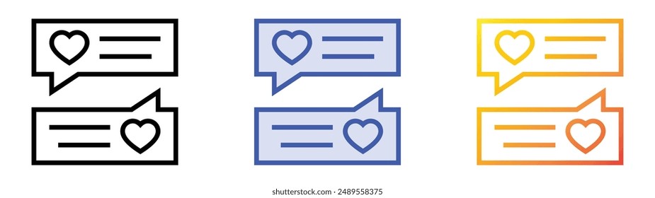 message icon. Linear, Blue Fill and Gradient Style Design Isolated On White Background