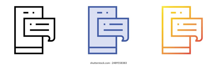 message icon. Linear, Blue Fill and Gradient Style Design Isolated On White Background
