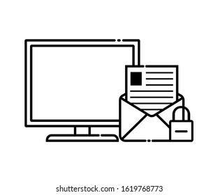 The message icon is locked on the computer. The locked message icon is marked with a locked padlock