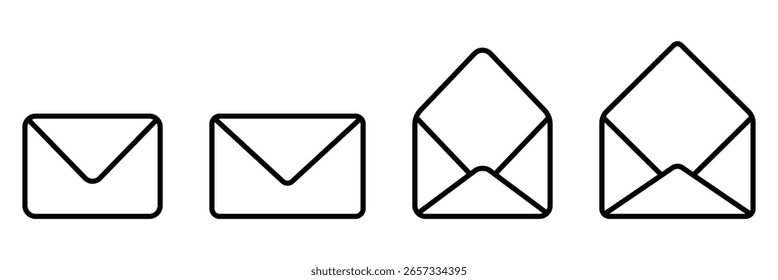 Message icon, mail icon, email icon collection. Vector envelope icon set illustration on line style.