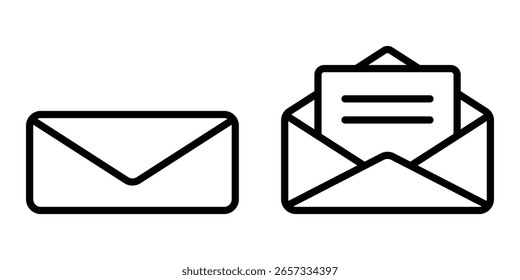 Nachrichtensymbol, E-Mail-Symbol, E-Mail-Symbolsammlung. Vektorumschlag Symbol setzt Illustration auf Linienstil.