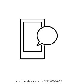 Message Icon. Mobile phone icon with chat sign, line style