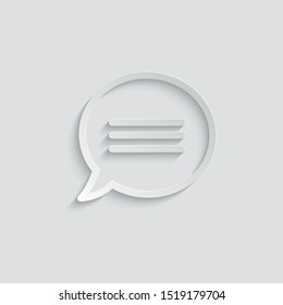 Message Icon. Mobile phone  chat sign, line style  paper icon  with shadow 