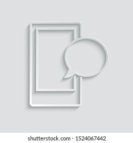 Message Icon. Mobile phone icon with chat sign, line style