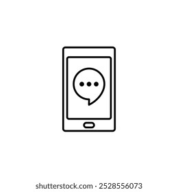 Message Icon. Mobile phone icon with chat sign, line style