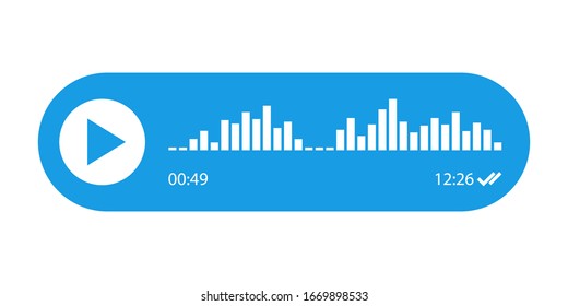 Message icon. Modern flat illustration with blue voice message chat vector