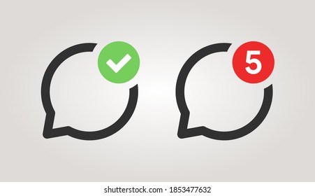 Icono de mensaje. Nueva alerta de mensajes. Envié el pictograma de la carta. Icono de notificación de chat. Burbuja del discurso. notificación por SMS. Signo del cuadro de correo electrónico. Diseño de ilustración vectorial.