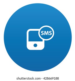 Message icon on blue button,vector