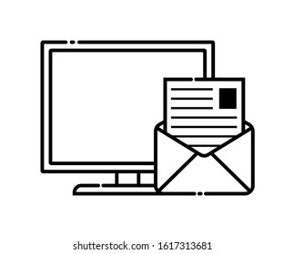 message icon on a Computer with outline style
