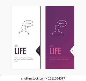 icono de mensaje sobre un elegante fondo morado con una cita motivacional de vida épica.