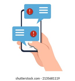 Nachrichtensymbol am Telefon, Alarmkonzept, Vektorgrafik
