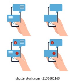 message icon on phone, alert concept, vector illustration