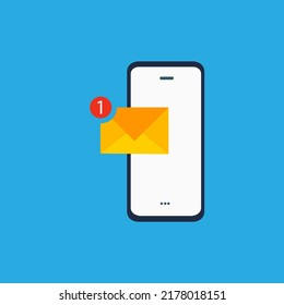 message icon on phone, alert concept, vector illustration