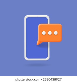 Message Icon on phone screen. Sms symbol. Incoming message. Chat logo for app, UI. Vector 3d illustration