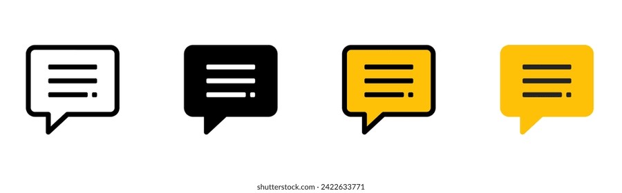 Message icon on white background. Message symbol. chat, comment, communication, write. flat and colored styles. for web and mobile design.