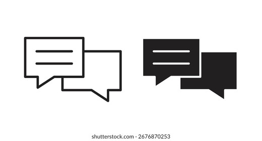 Message icon on white background. icon set in black outline and fill