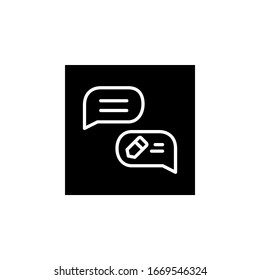 message icon. Online learning icon. Perfect for application, web, logo and presentation template. Icon design line inverted style