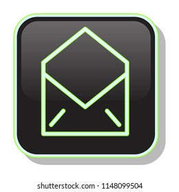 Message Icon. Open Envelope concept. Editable stroke flat icons. Simple thin line art logo. Neon button. Vector illustration. 